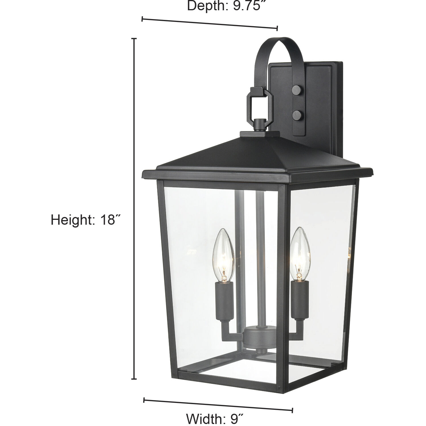 Fetterton 2 Light 18 inch Powder Coated Black Outdoor Wall Sconce